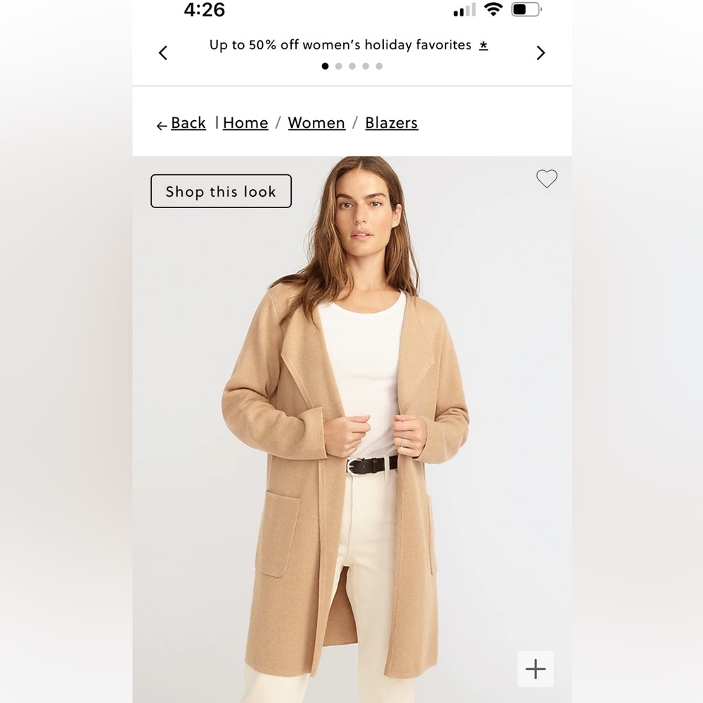 J. Crew Juliette collarless sweater-blazer
